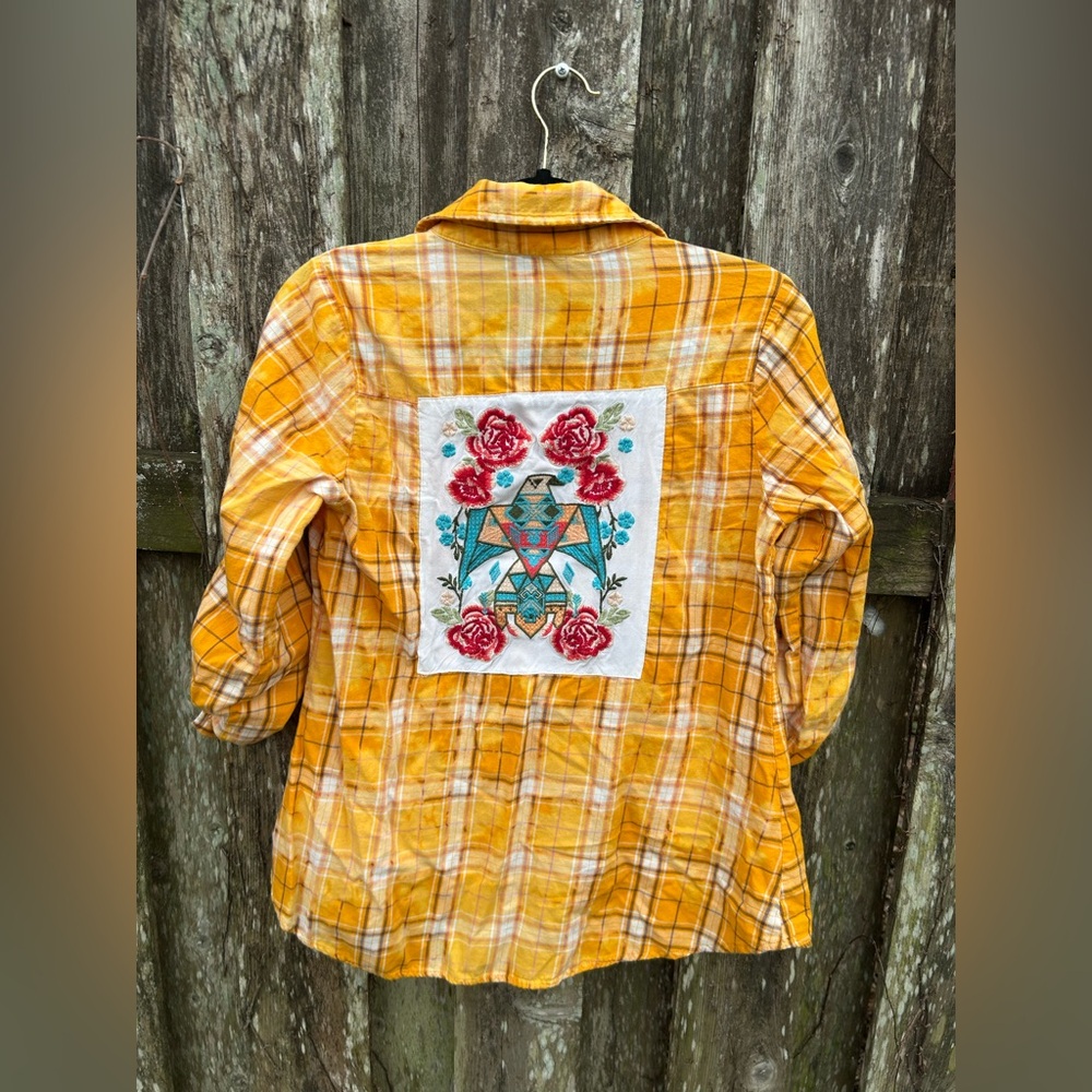 Savanna Jane Embroidered Plaid Shirt Women’s Small Western Boho Button Up